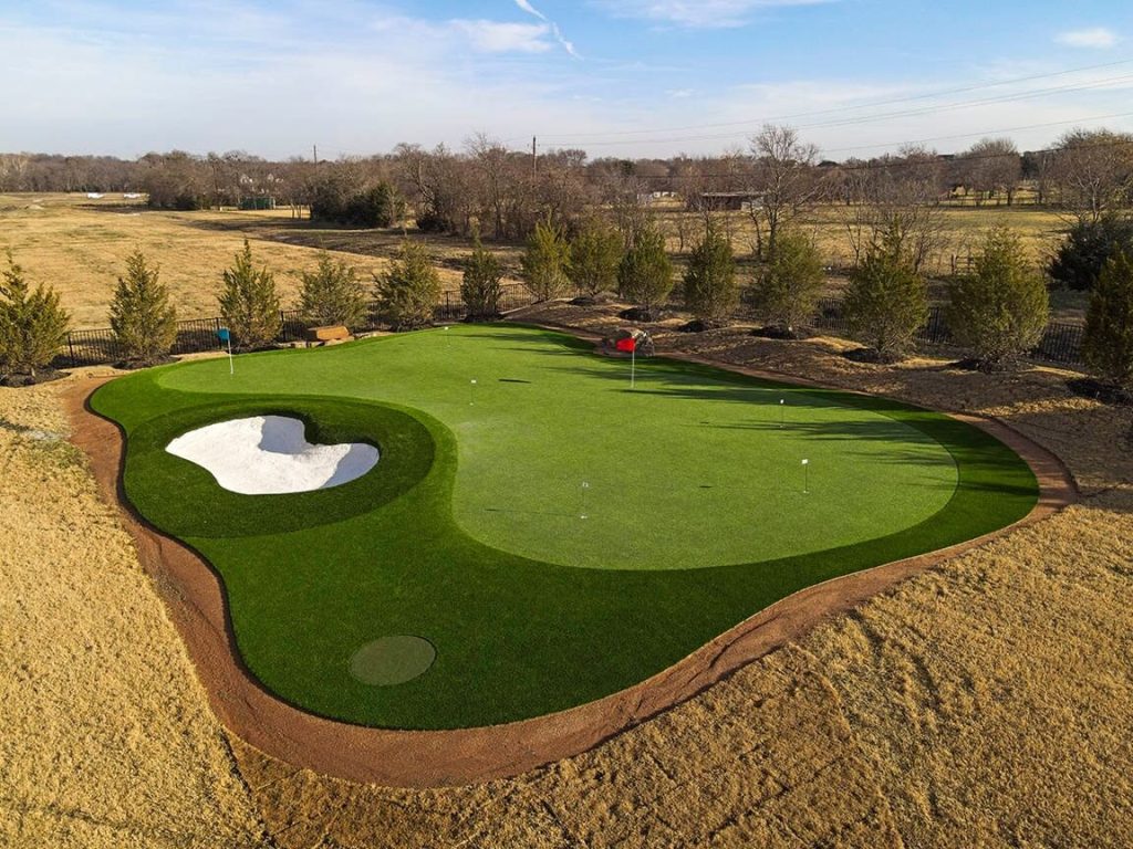 Backyard artificial grass mini golf course