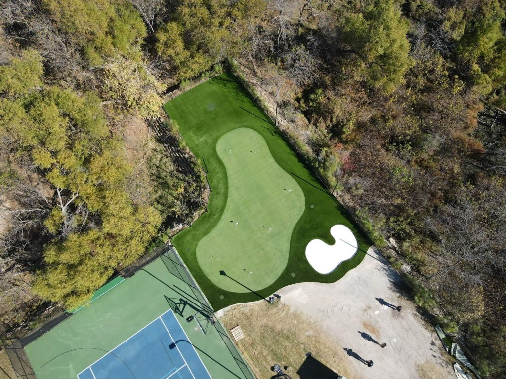 drone shot of commercial putting green