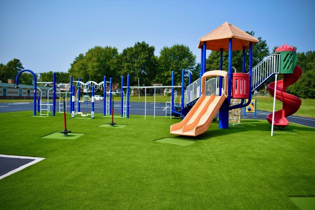 Artificial playground grass installation from Premier Greens