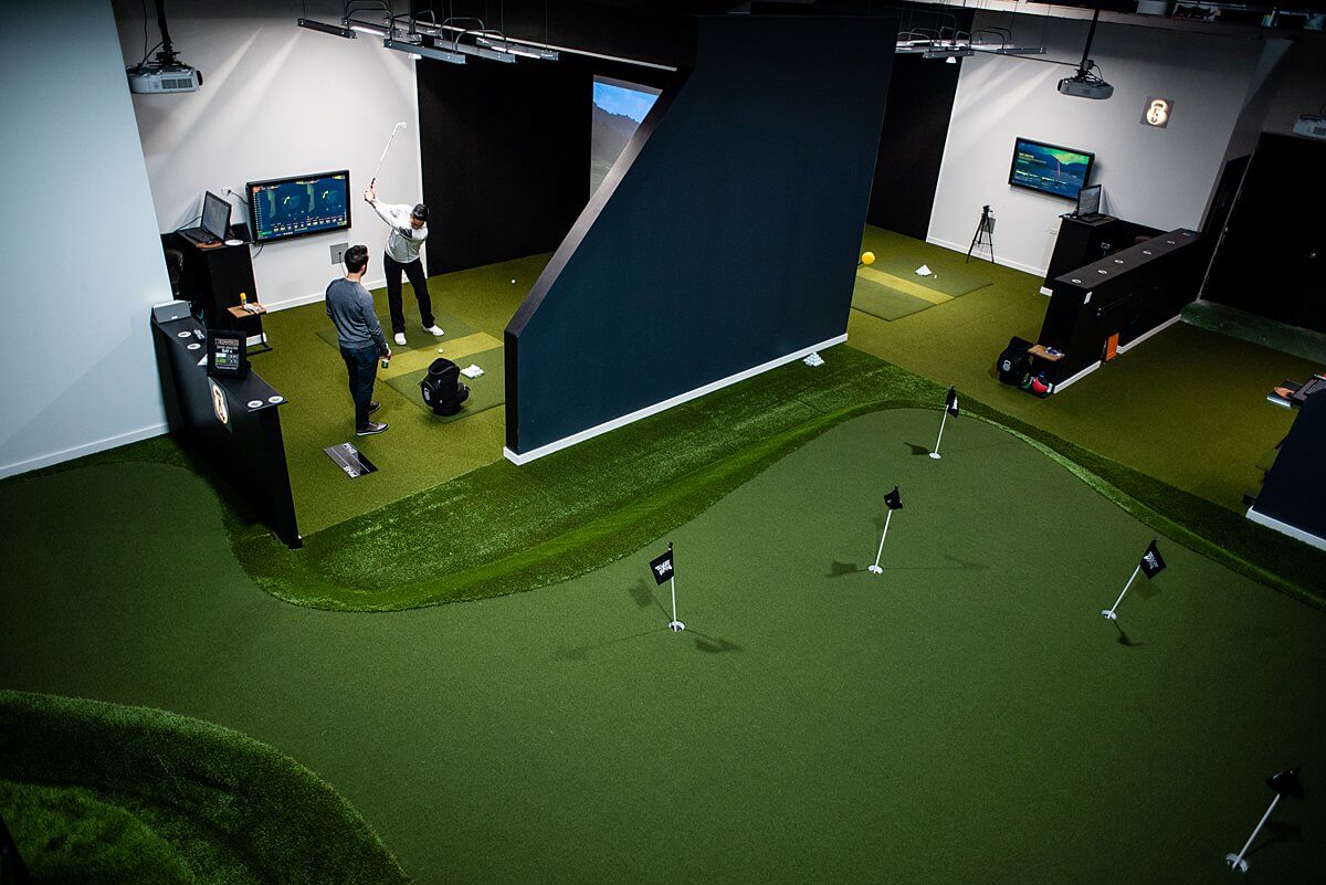 indoor virtual golf practice area