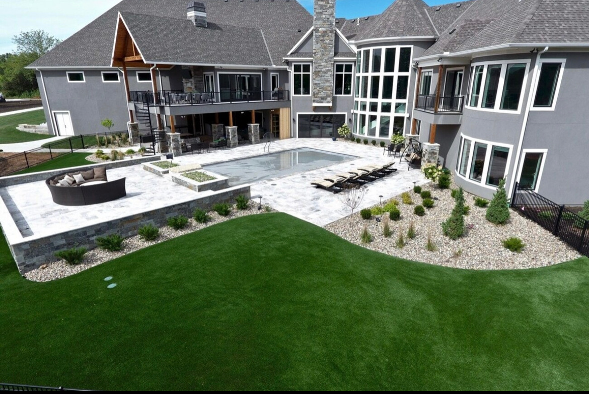 Professionally installed artificial grass lawn